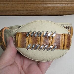 Donaldo Western Wear Belt Cream Brown Inlay Sz 34